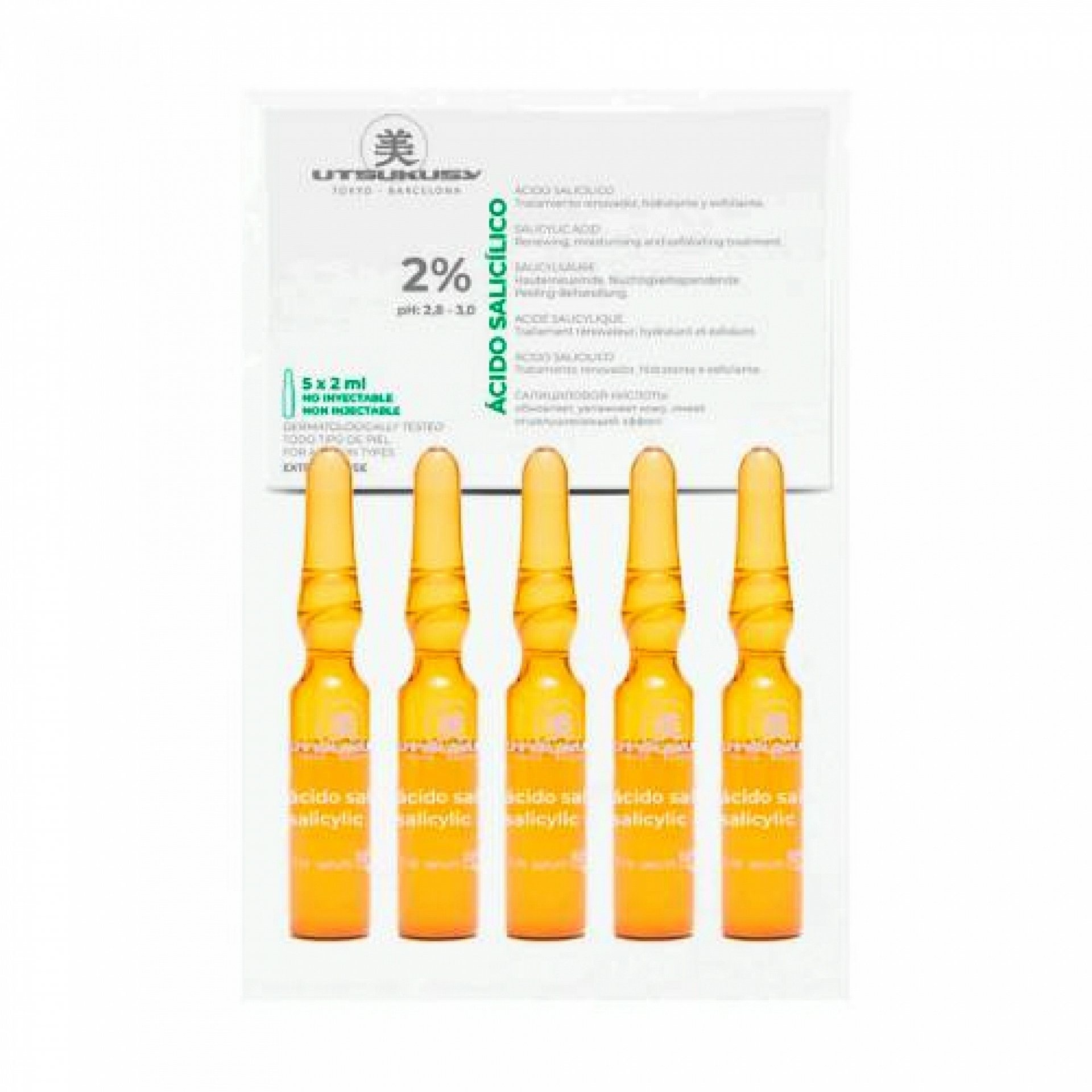 Ampollas Ácido Salicílico al 2% 5x2ml | Ampollas Renovadoras - Utsukusy ®