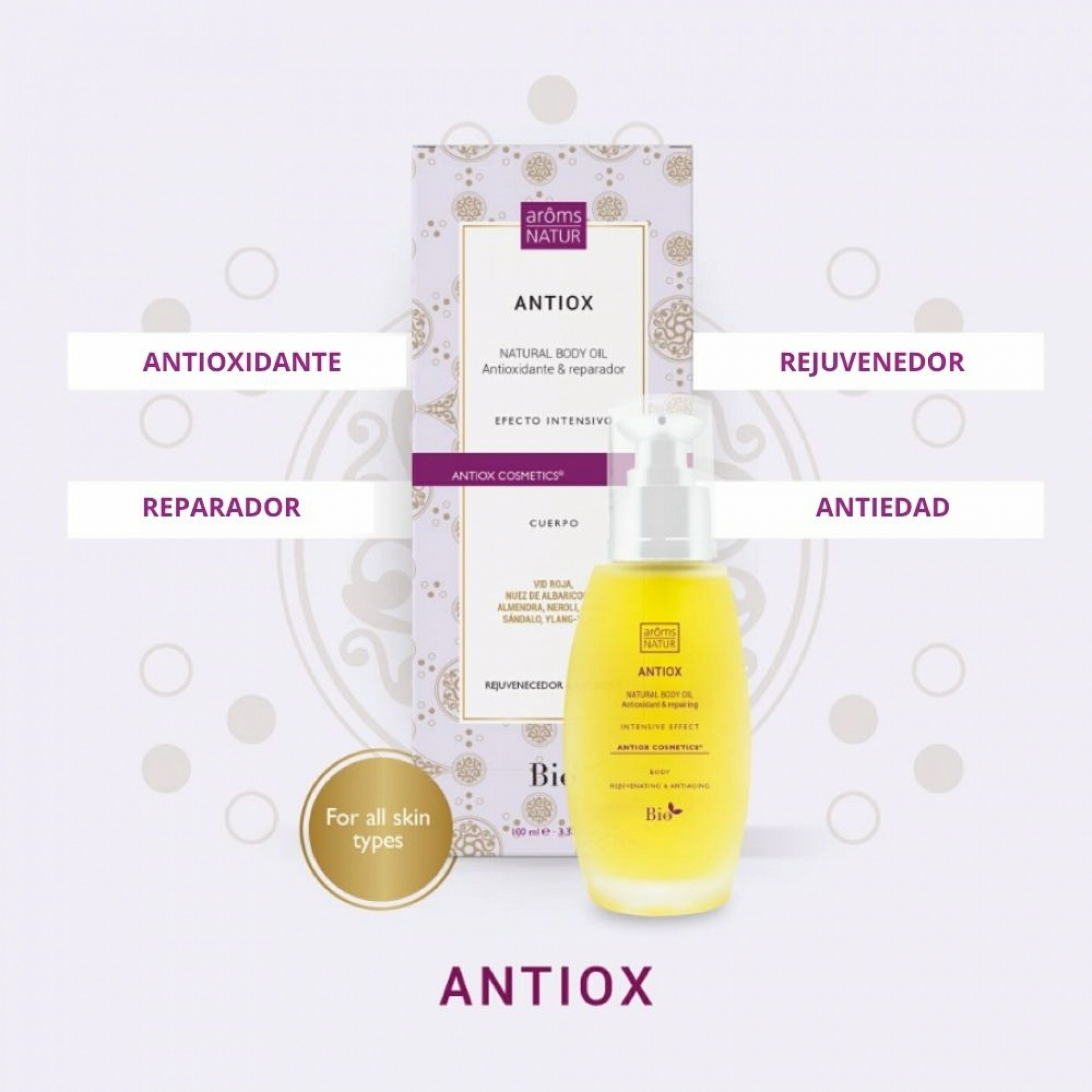 Antiox | Aceite corporal antioxidante 100ml - Naturfluid Concentrate - Arôms Natur ®
