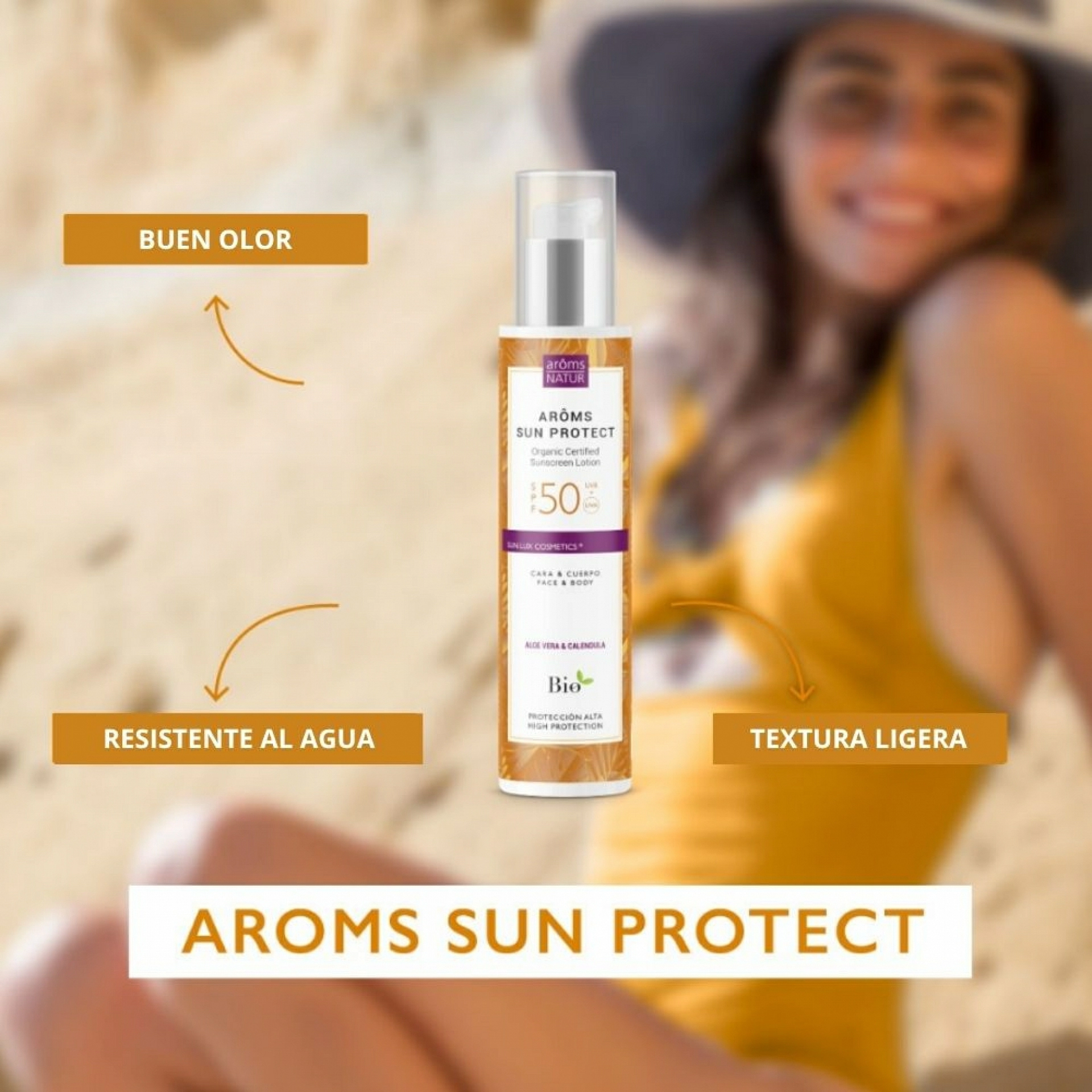 Arôms Sun Protect SPF50 | Protector solar 100ml - Solar Cosmetics - Arôms Natur ®