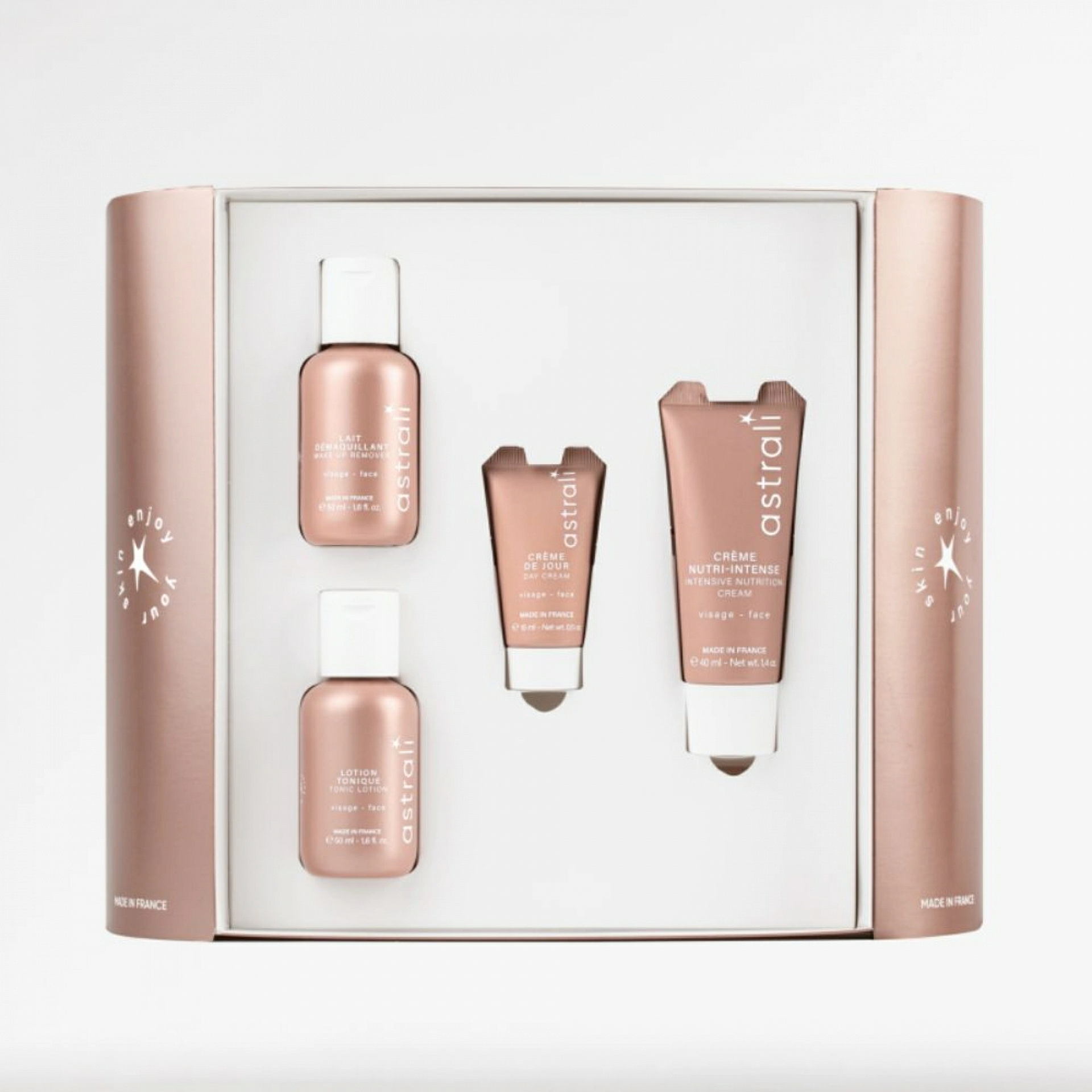 Coffret Visage Nutri Plus | Set facial nutritivo: Crema nutritiva intensa + Leche desmaquillante + Loción tónica + Crema de día - Astrali ®