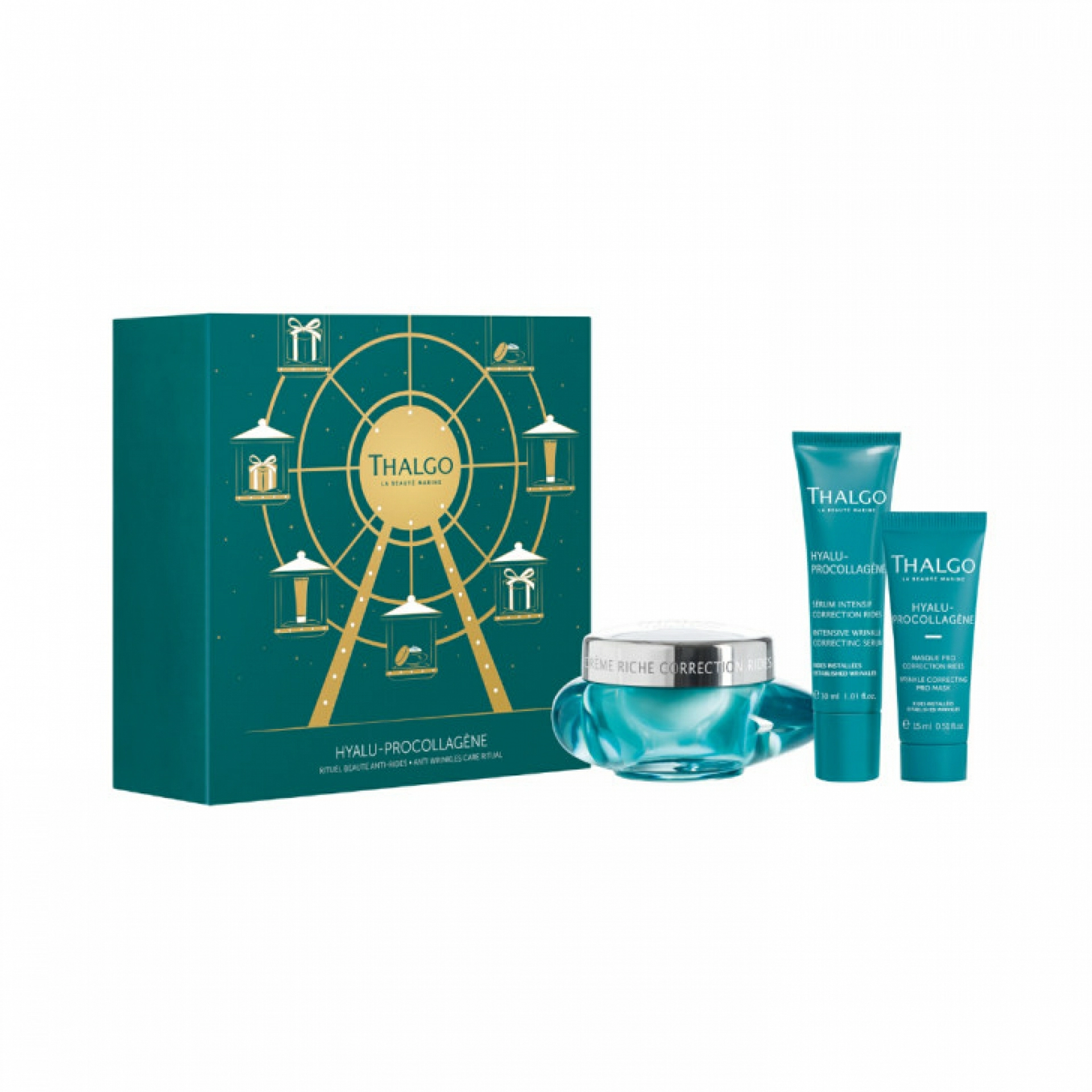 Cofre RITUAL BEAUTÉ ANTI-RIDES | Antiarrugas | Crème 50ml + Masque Pro Correction Rides 50ml + Roller Booster - Hyalu-Procollagène - Thalgo ®