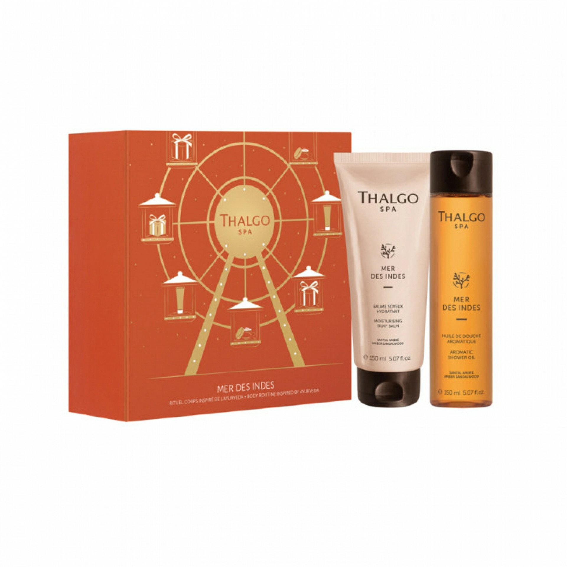 Cofre RITUAL CORPS | Ayurvédico | Baume Soyeux Hydratant tubo 150 ml + Huile de Douche 150 ml - Mer Des Indes -Thalgo ®