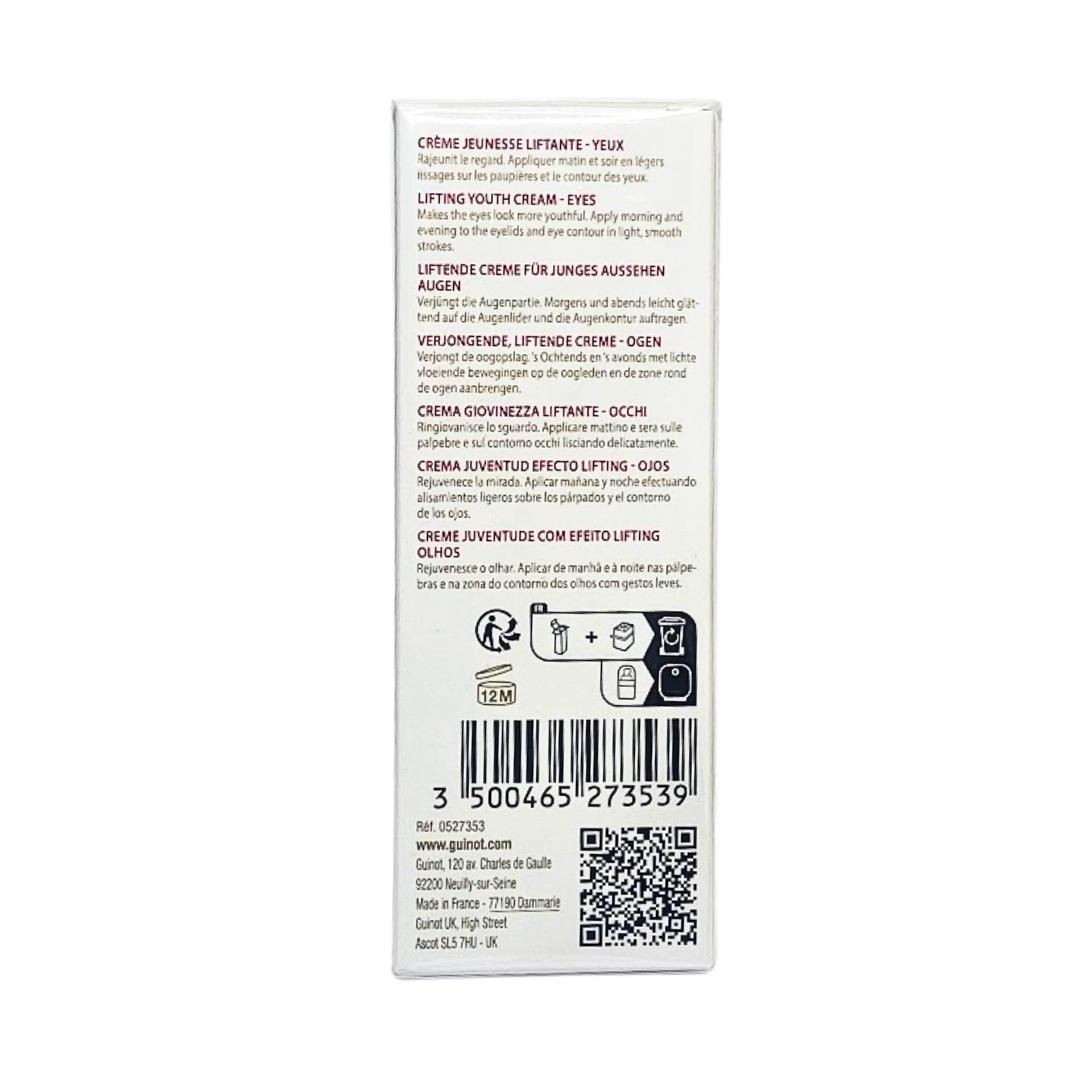 Crème Longue Vie + Yeux | Crema Rejuvenecedora de Ojos 15ml - Guinot ®