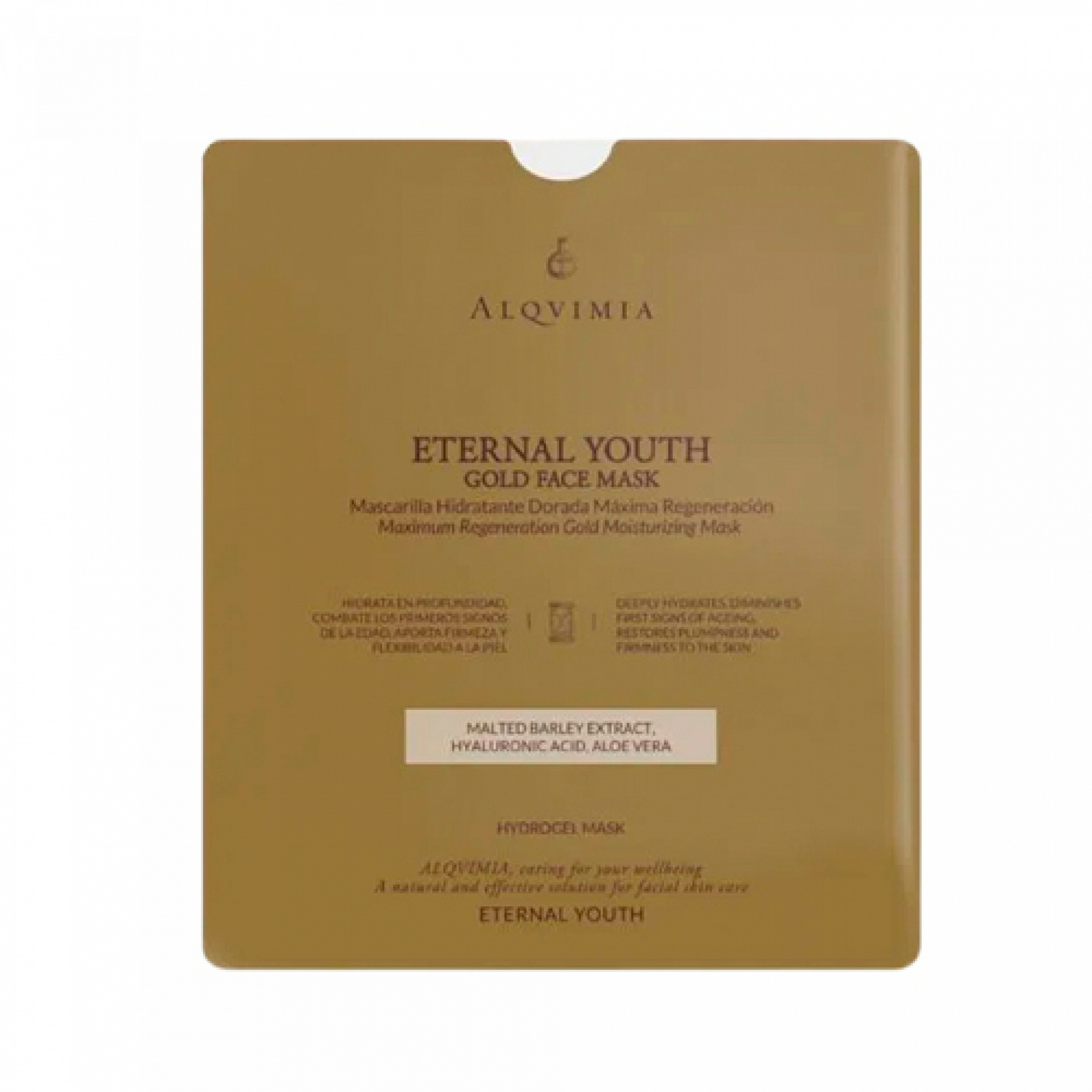 Gold Face Mask | Mascarilla facial con ácido hialurónico y oro 1ud - Eternal Youth - Alqvimia ®