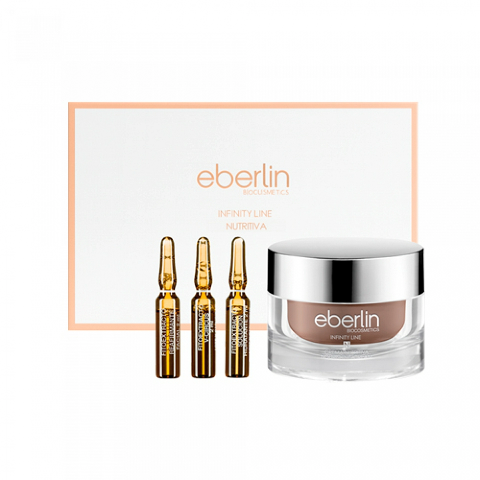 Kit Infinity Nutrición | Crema Nutritiva 50ml + 3 Ampollas x 2ml (hidratante, reafirmante y circus) - Infinity Line - Eberlin ®