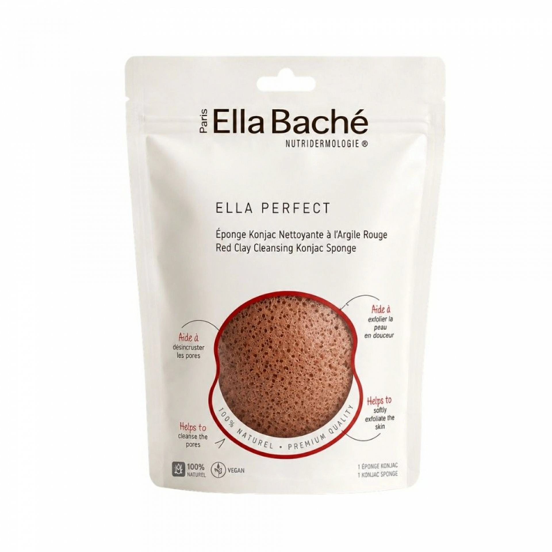 Konjac | Esponja arcilla roja 1 ud - Ella Baché ®