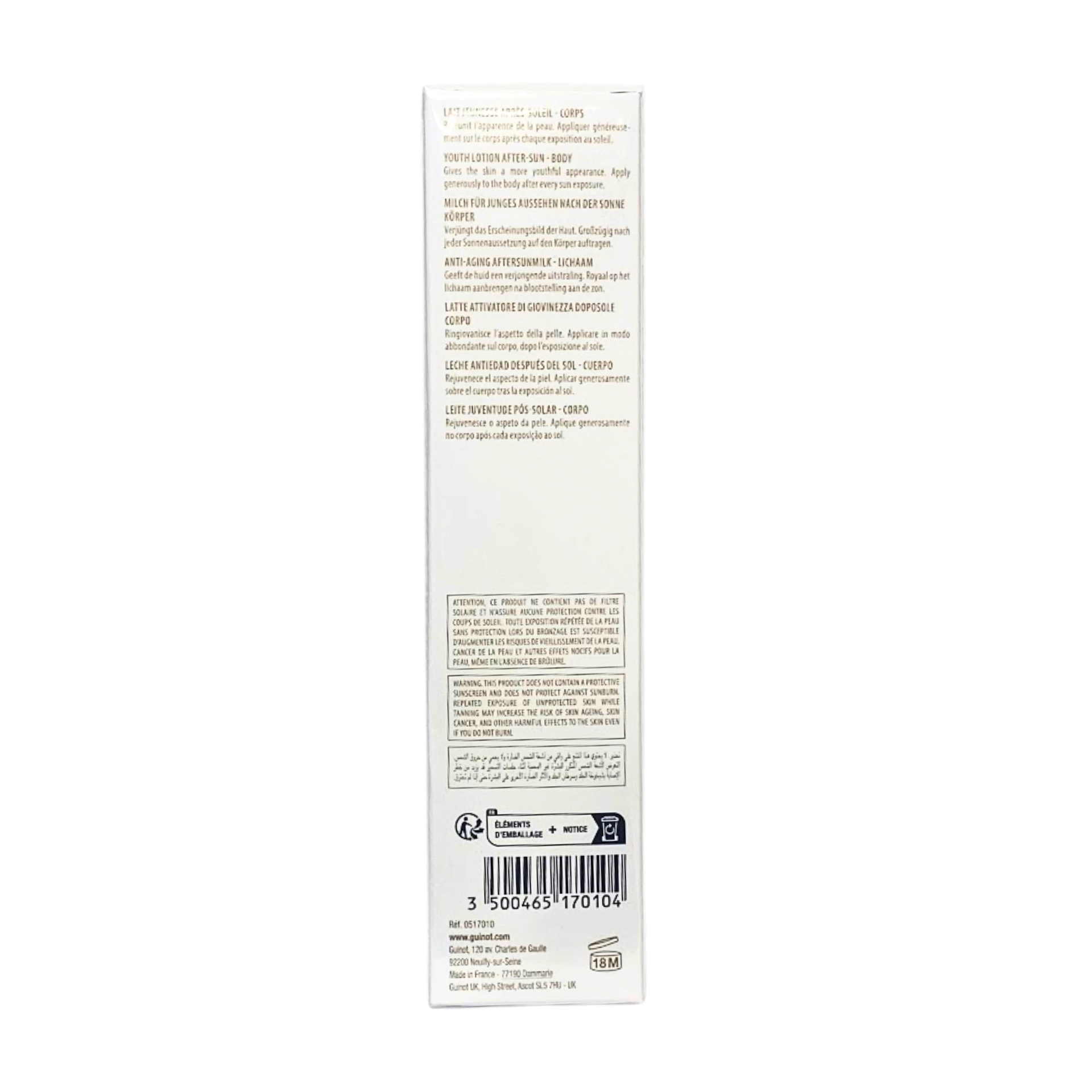 Lait Solaire Longue Vie Fps 50+ | Loción solar de larga duración SPF 50+ 150ml - Guinot ®