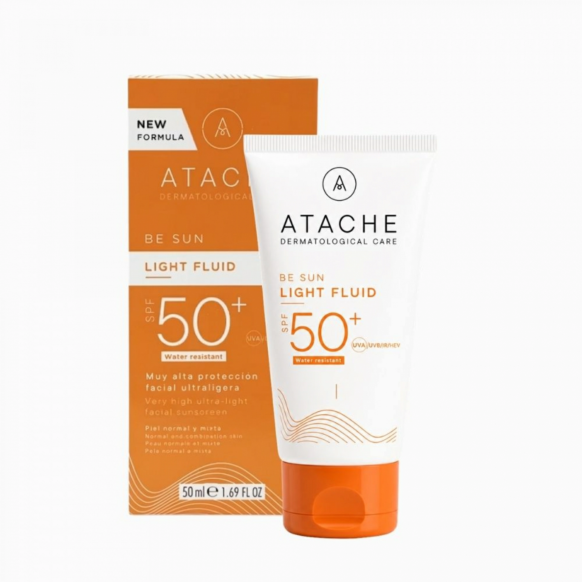 Light Fluid SPF 50+ | Protector solar para cara, cuello y escote 50ml - Be Sun - Atache ®