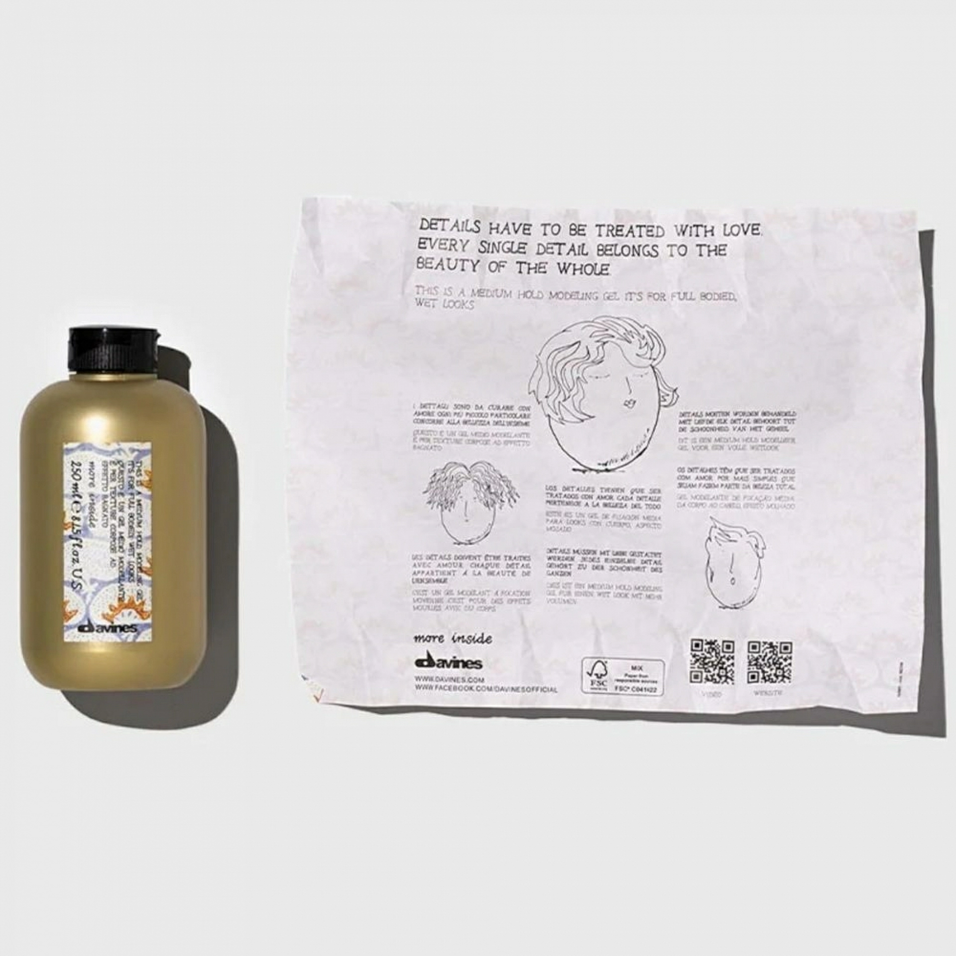 MI MEDIUM HOLD MODELLING GEL | Gel hidratante de fijación media 250 ml - More Inside - Davines ®