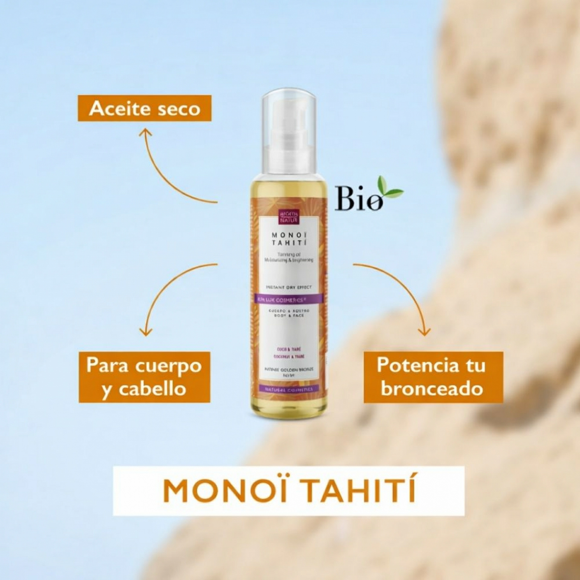 Monoï Tahití | Aceite seco bronceador 125ml - Solar Cosmetics - Arôms Natur ®