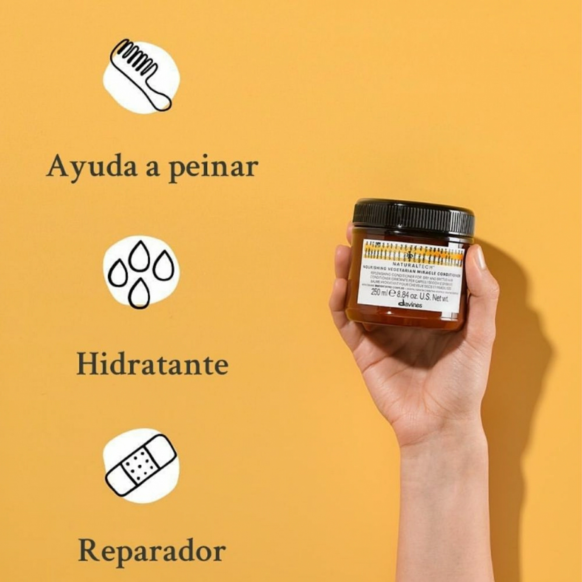 NOURISHING VEGETARIAN MIRACLE CONDITIONER | Acondicionador cabellos secos y dañados - Naturaltech - Davines ®