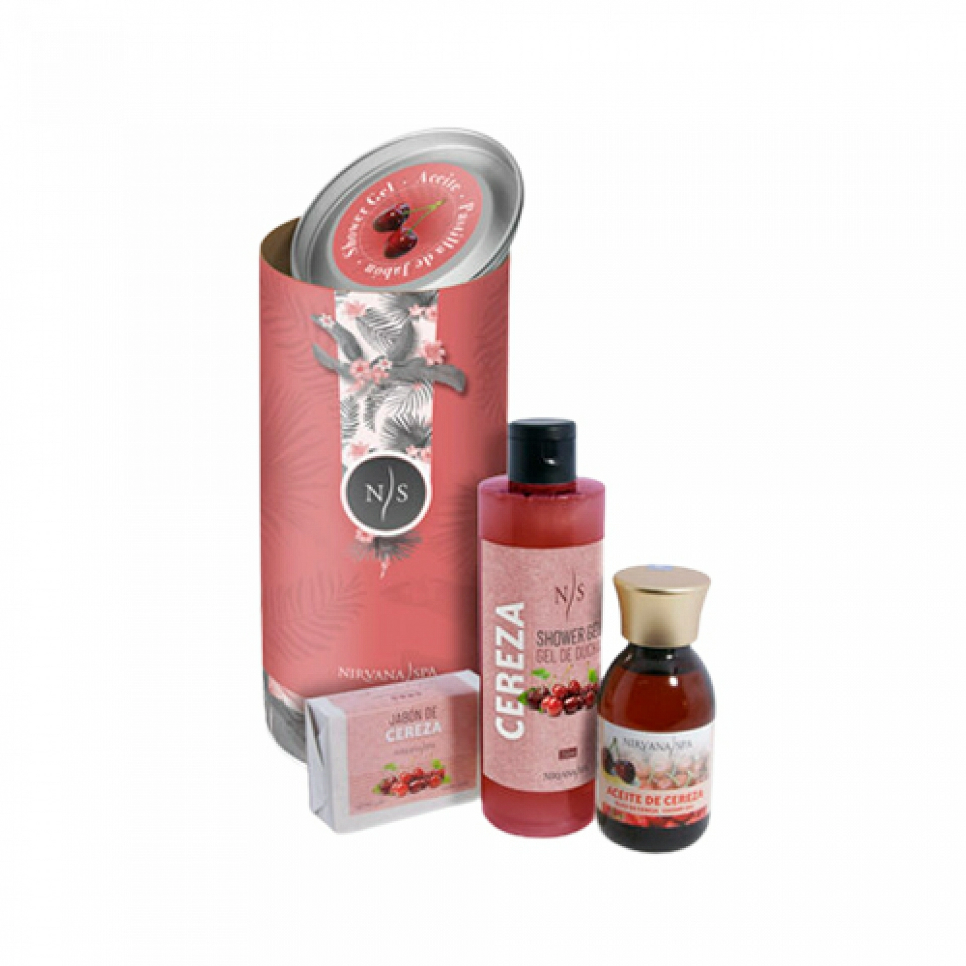 Pack Cerezaterapia | Aceite de cereza 125ml + Cherry shower gel 250ml + Pastilla de jabón cereza 100g - Nirvana Spa ®