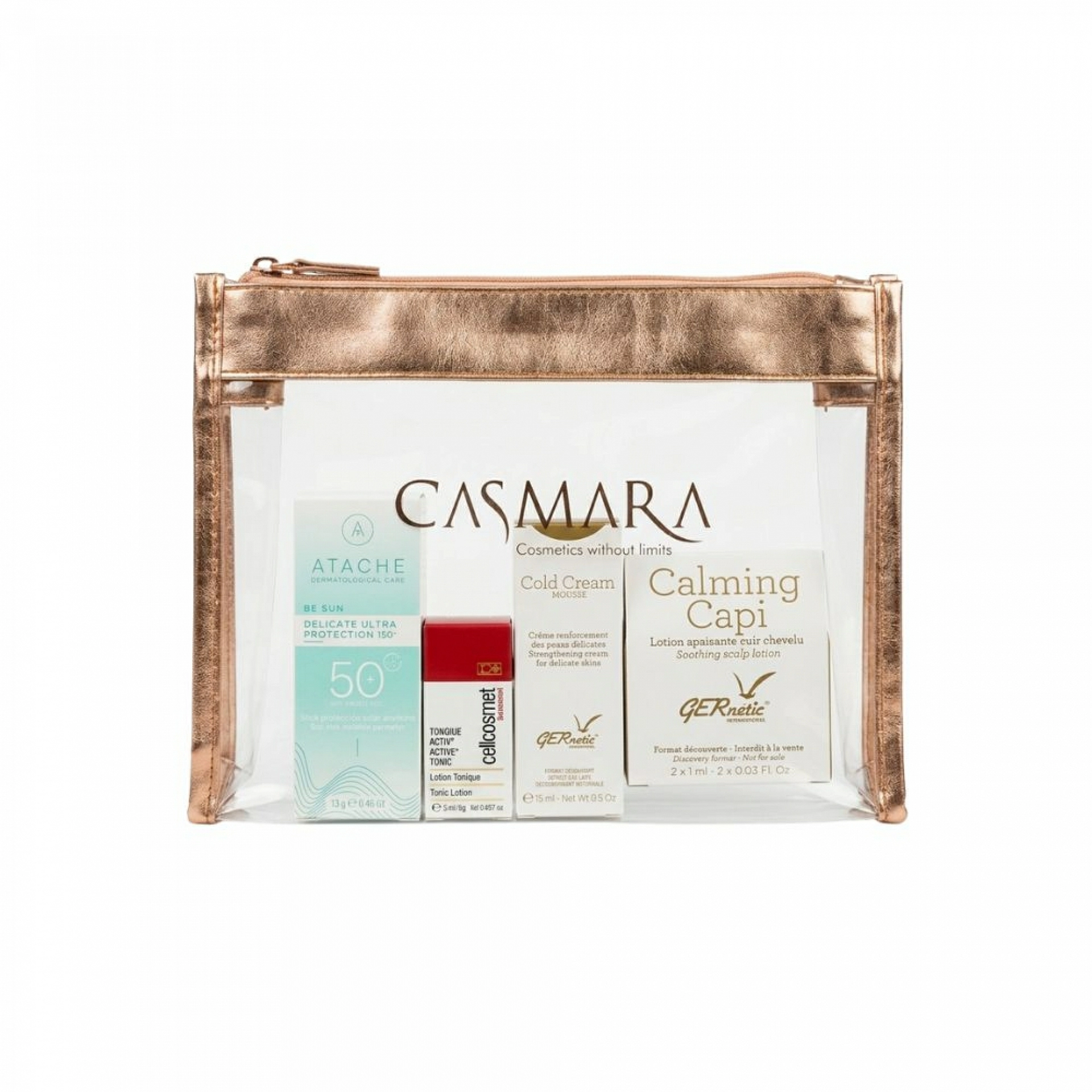 Pack Descubrimiento Piel Sensible: Delicate Ultra Protection SPF50+ 13g + Tonique Actif 5ml + Cold Cream Mousse 15ml + Calming Capi 2x1ml + neceser