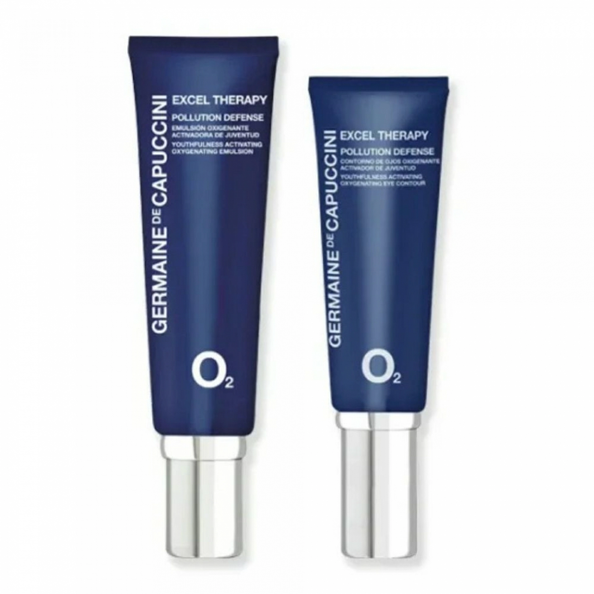 Pack Excel Therapy O2 Pollution Defense | Crema o Emulsión Oxigenante 50ml + Contorno de Ojos 15ml + neceser de regalo - Germaine de Capuccini ®