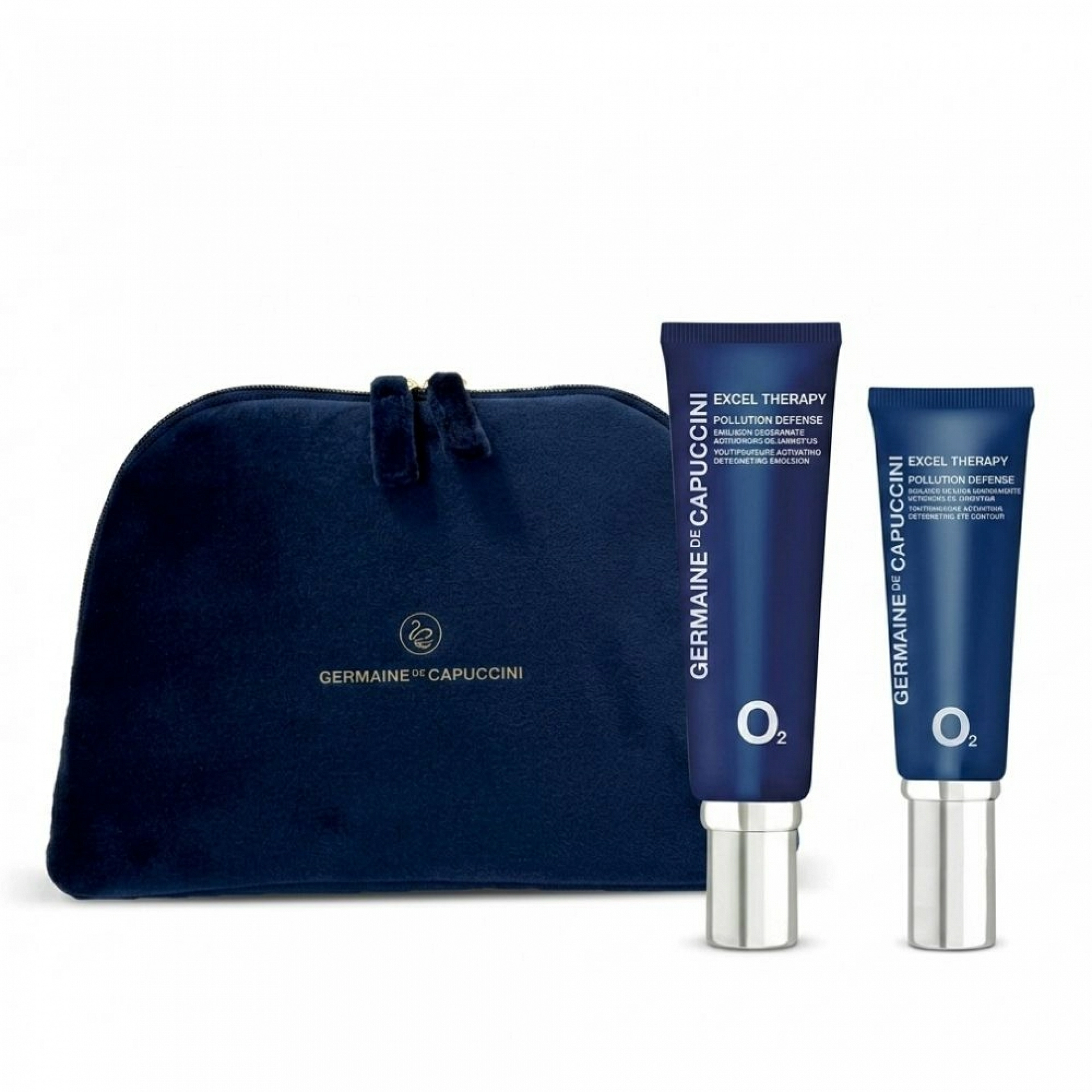 Pack Excel Therapy O2 Pollution Defense | Crema o Emulsión Oxigenante 50ml + Contorno de Ojos 15ml + neceser de regalo - Germaine de Capuccini ®