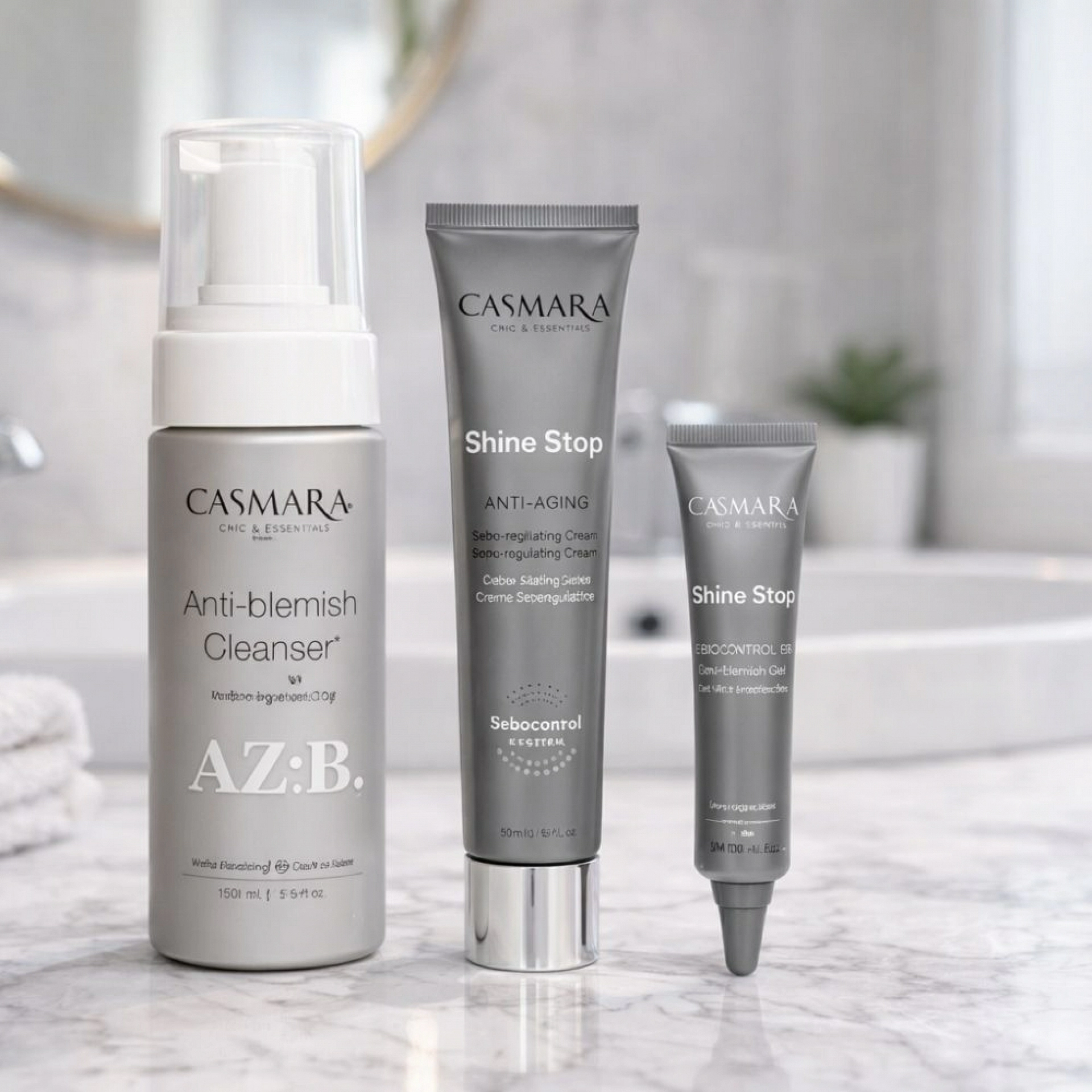 Pack hidratante y matificante - Mattifying set Hydro | Limpiador 150ml + Gel-crema hidratante 50ml + Gel imperfecciones 10ml - Casmara ®