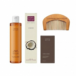Pack Revitalización Capilar | Cabello & Uñas 60 Cápsulas + Champú de Argán 200 ml + Aceite de Coco 100 ml - Arôms Natur