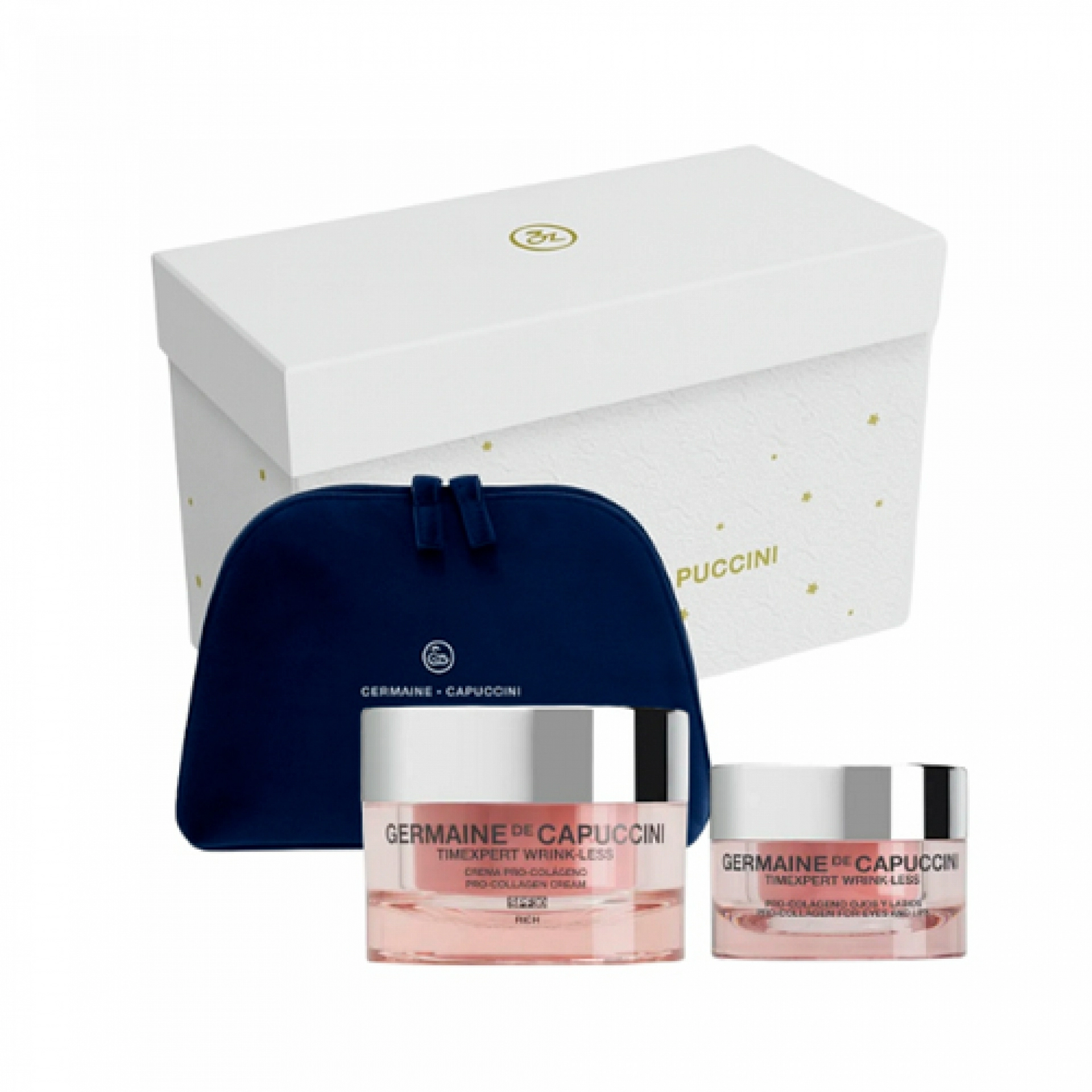 Pack Timexpert WrinkLess | Crema Día Pro-Colágeno Soft o Rich SPF30 50ml + Pro-Colágeno Ojos y Labios 15ml + neceser de regalo - Germaine de Capuccini ®