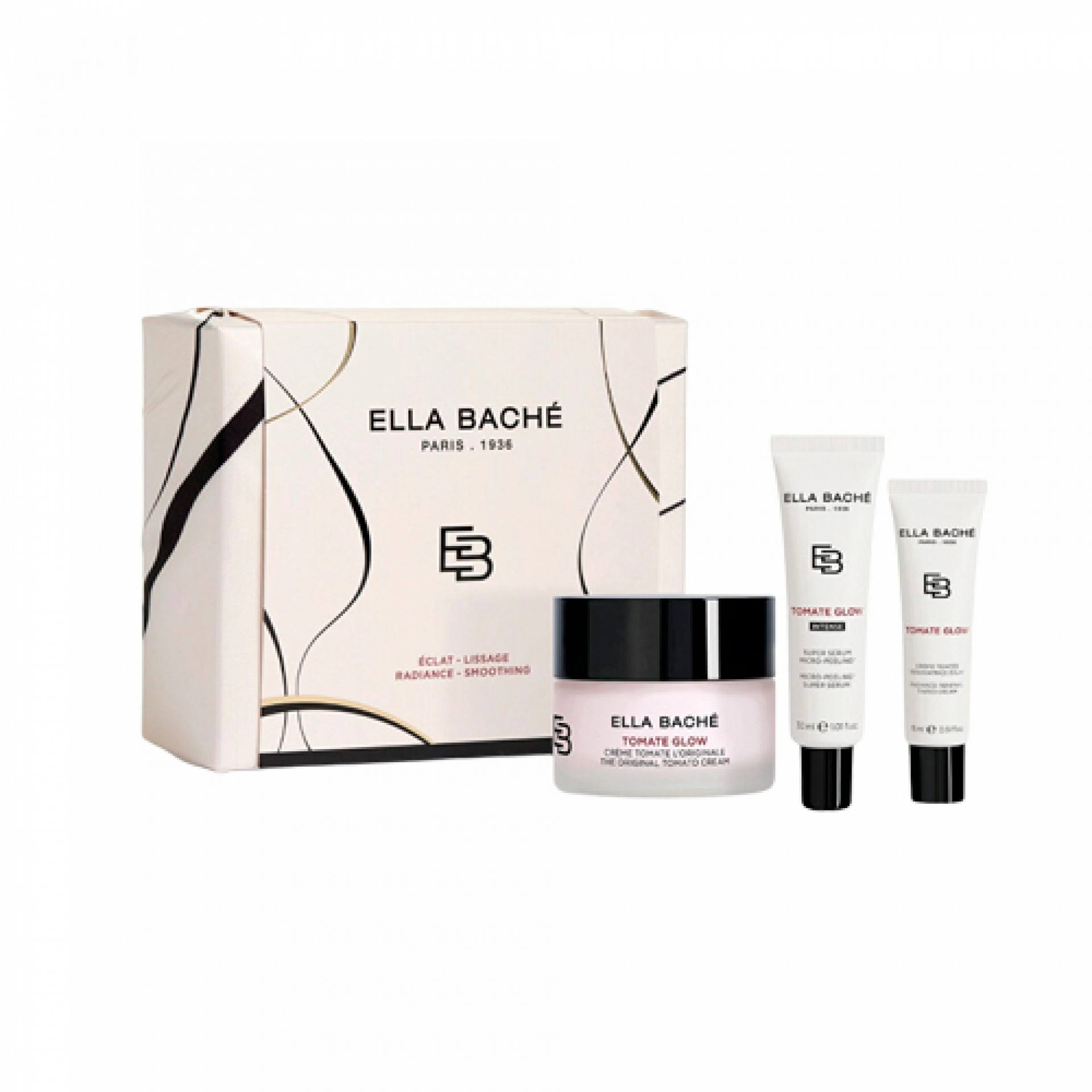 Pack Tomate Glow | Crème Tomate L'Originale 50ml + Super Sérum Micro-Peeling 30ml + Crème Teintée Rénovatrice Éclat 15ml - Ella Baché ®
