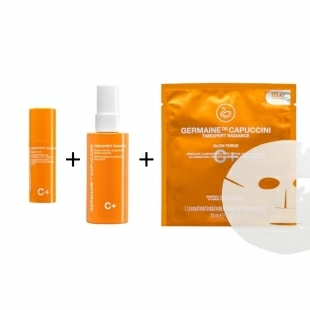 Pack TX Radiance C+ | Bruma Iluminadora 50ml + Mascarilla Glow Force 18ml + Sérum Pure C10 15ml - Germaine de Capuccini ®