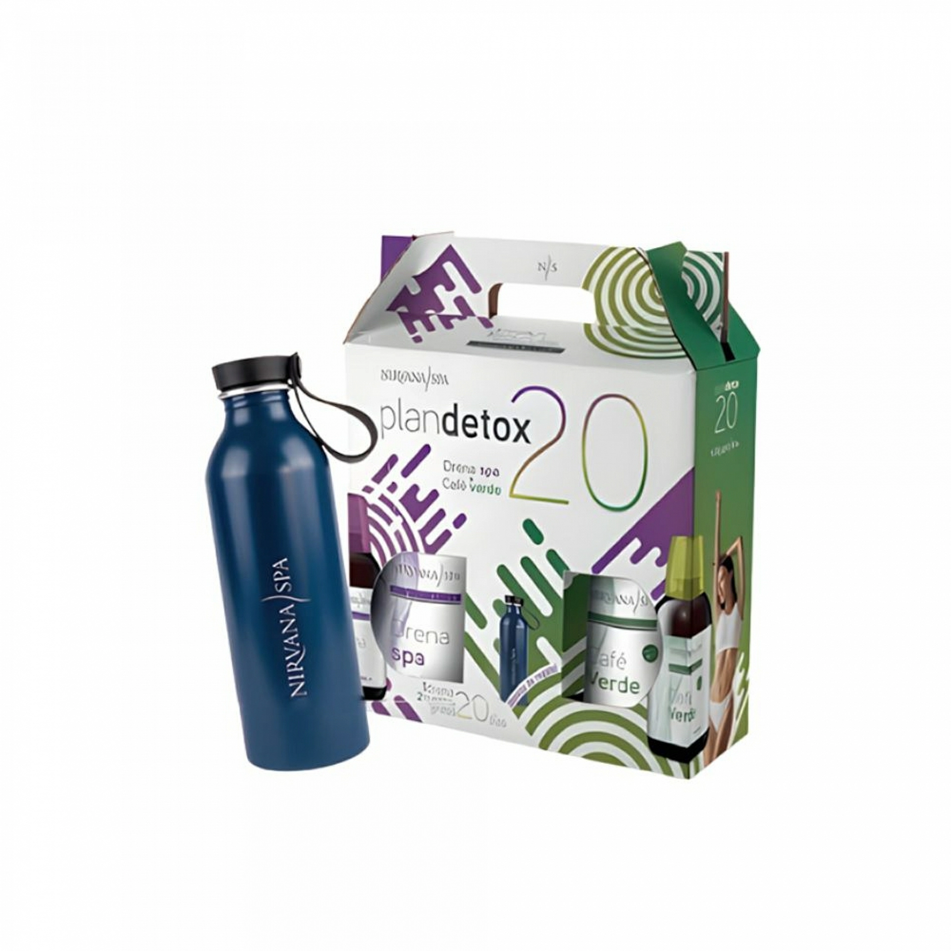 Plan Detox 20 Días | Drena Spa 500 ml + Café Verde 500 ml + Botella Edición Especial – Nirvana Spa ®