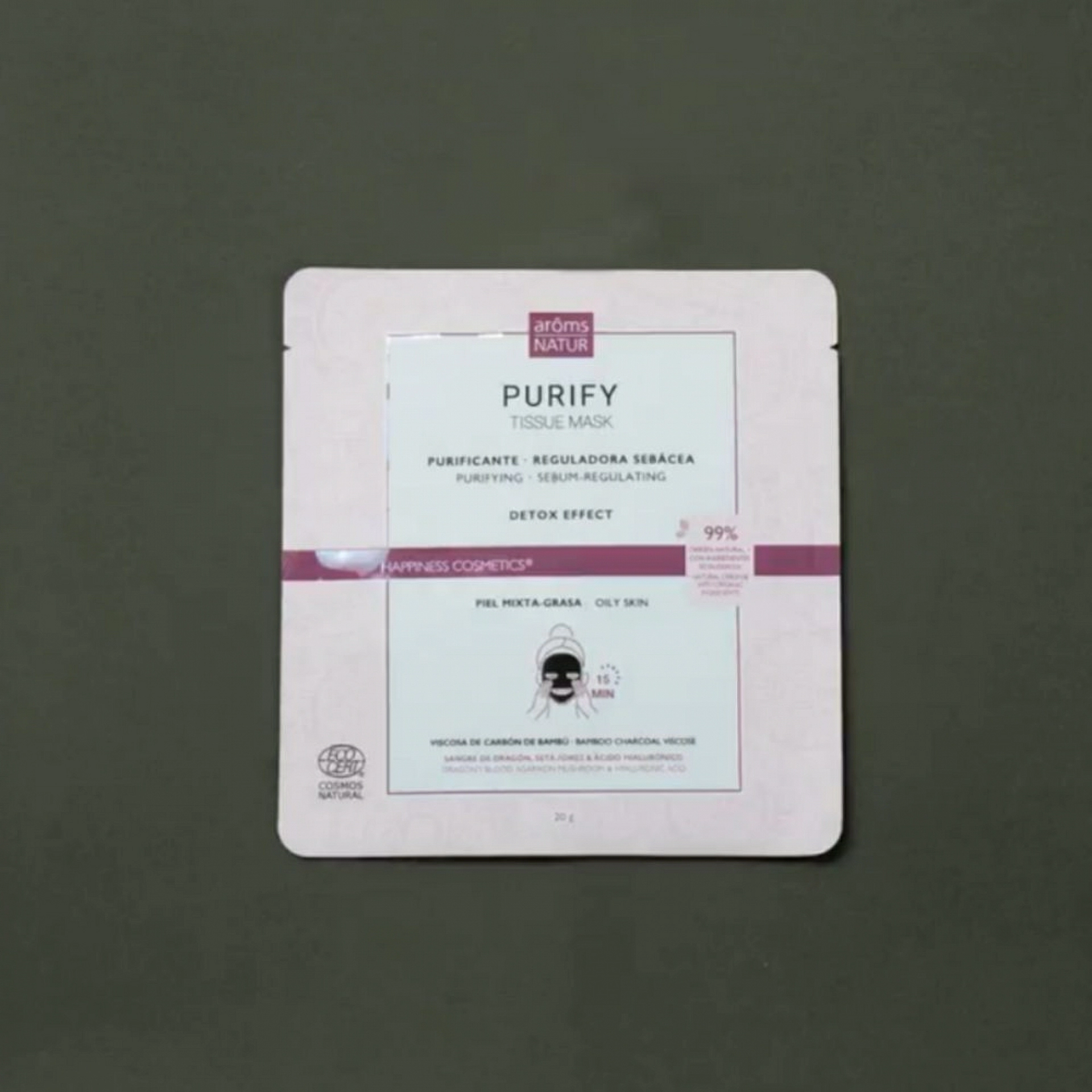 Purify Tissue Mask | Mascarilla purificante 1ud - Happiness Detox - Arôms Natur ®