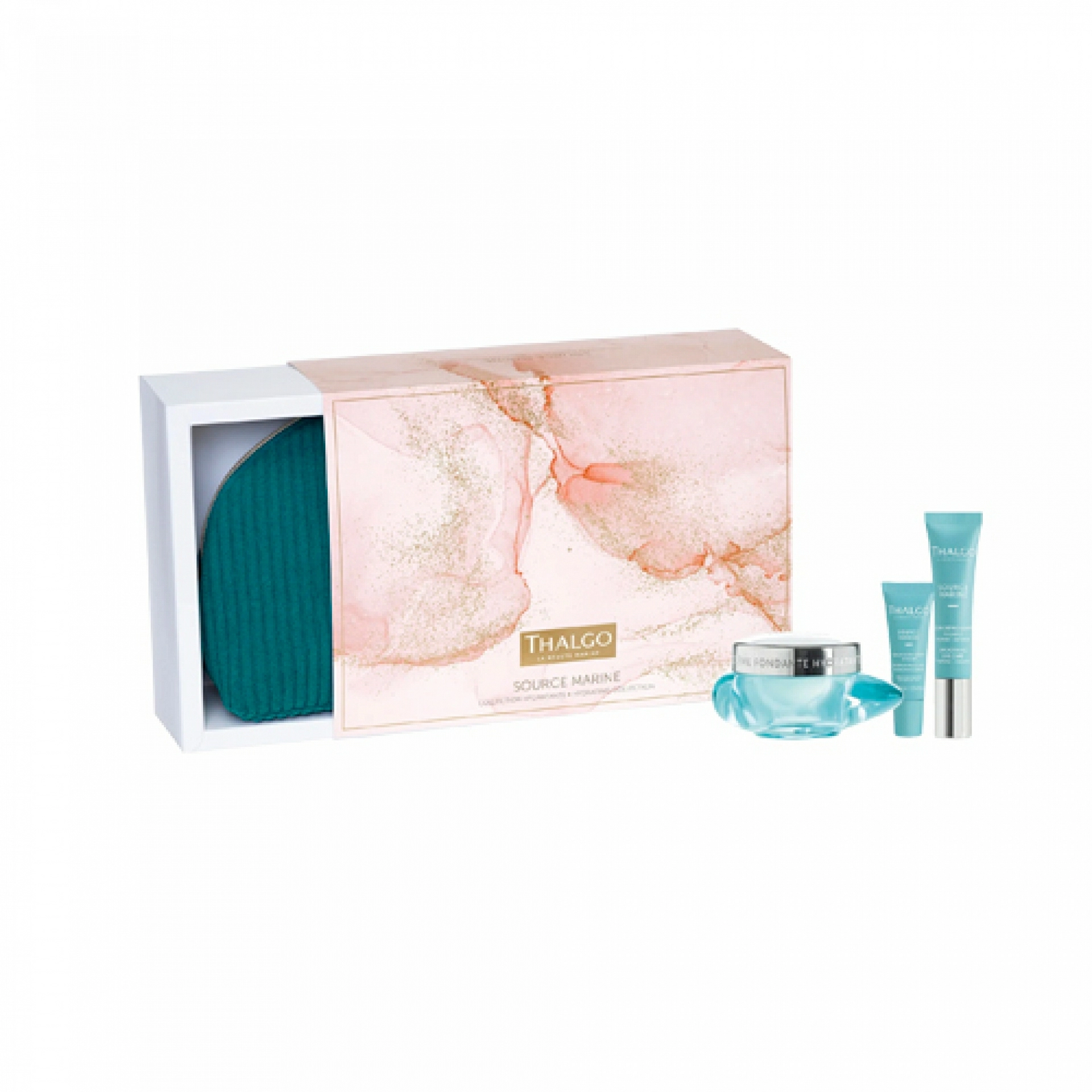 Ritual Source Marine | Creme Fondante Hydratante 50ml + Sérum Désalterant Intensif 10ml + Soin Défroissant Regard 15ml + neceser - Thalgo ®