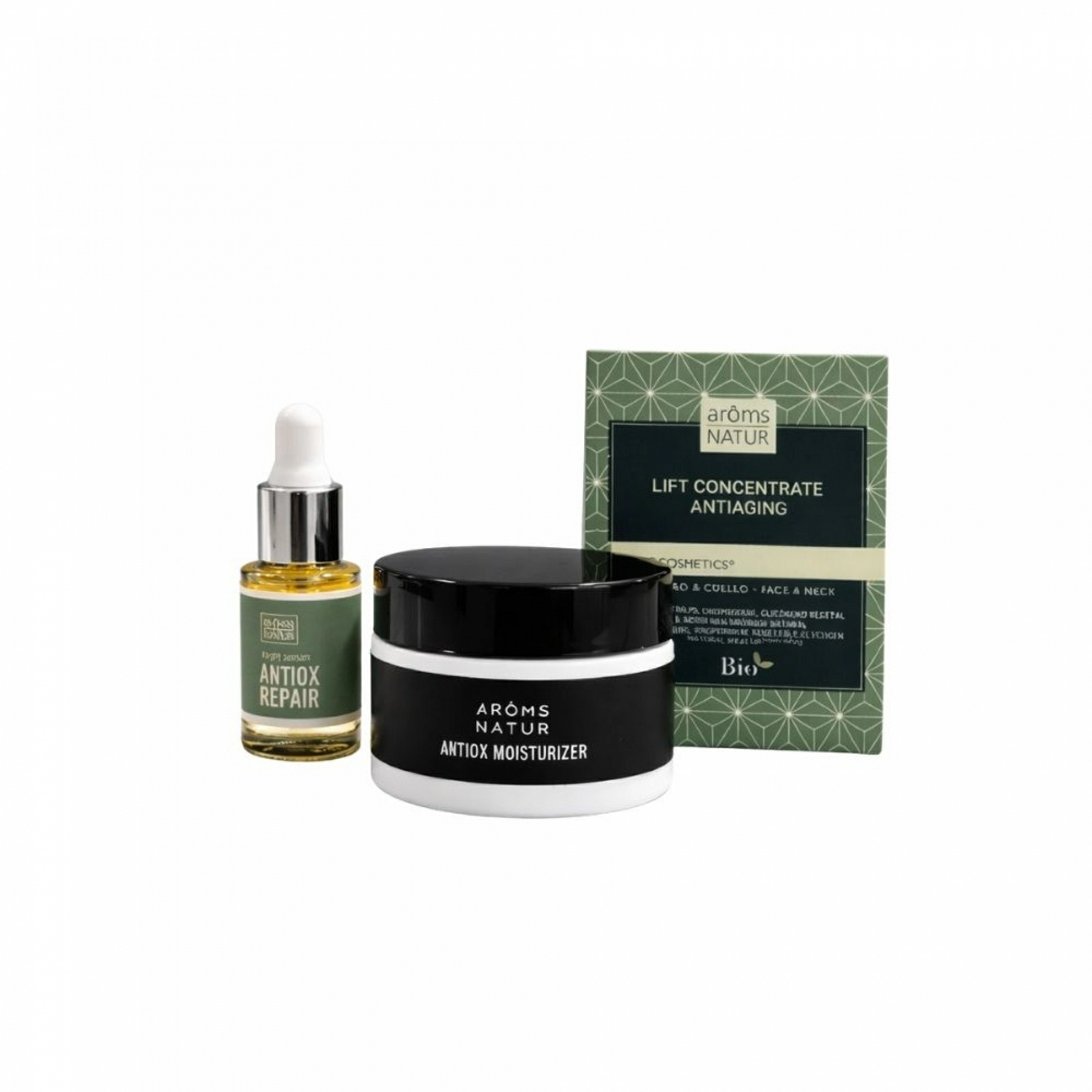 Rutina Revitalizante y Antifatiga para hombre | Antiox Moisturizer 50ml + Antiox Repair 4ml + Lift Concentrate 2x1.5ml - Man Biocosmetics - Arôms Natur ®