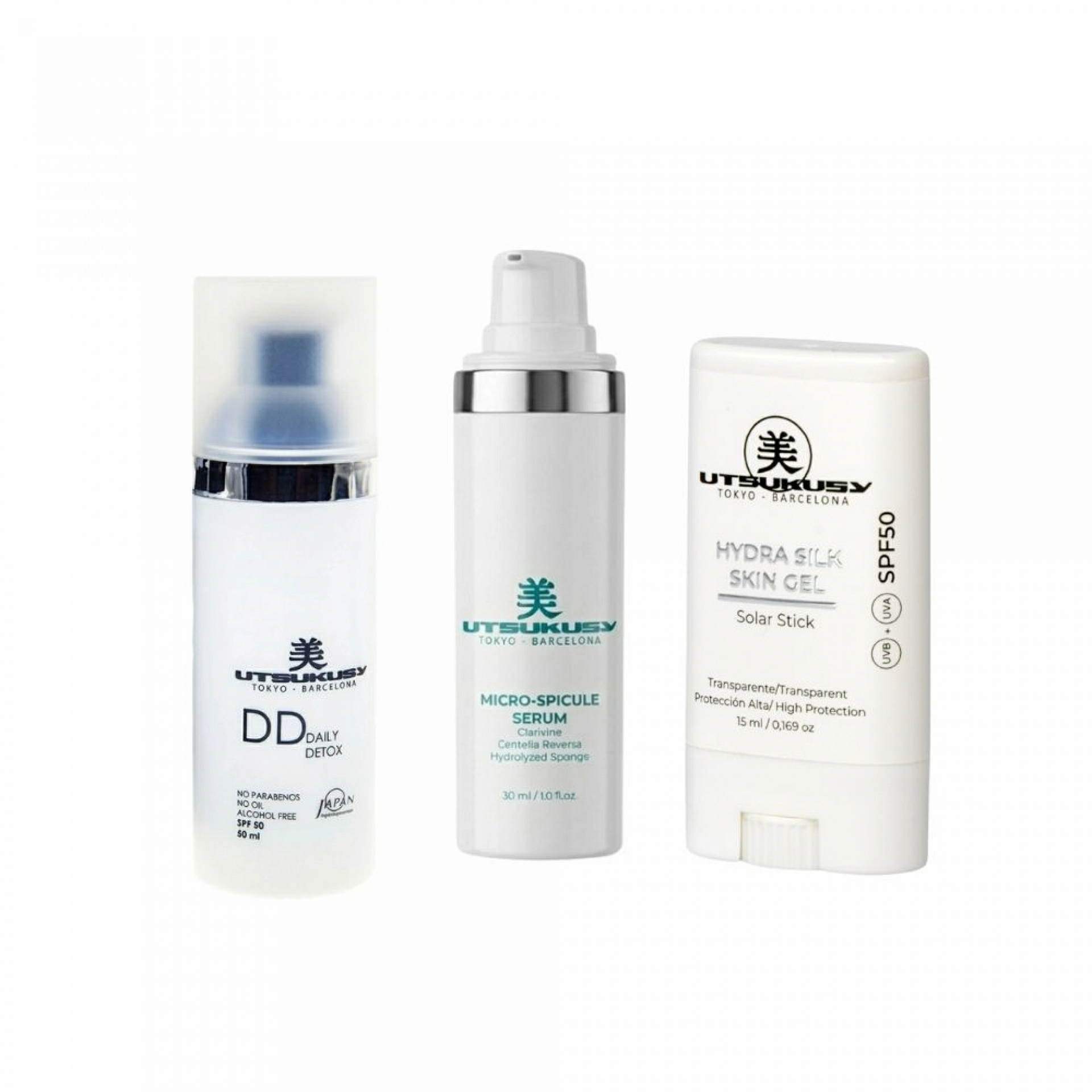 Set Sunskin Facial Color DD | Crema con Color DD + Sérum Micro Spicule + Sun Stick SPF 50 – Utsukusy ®
