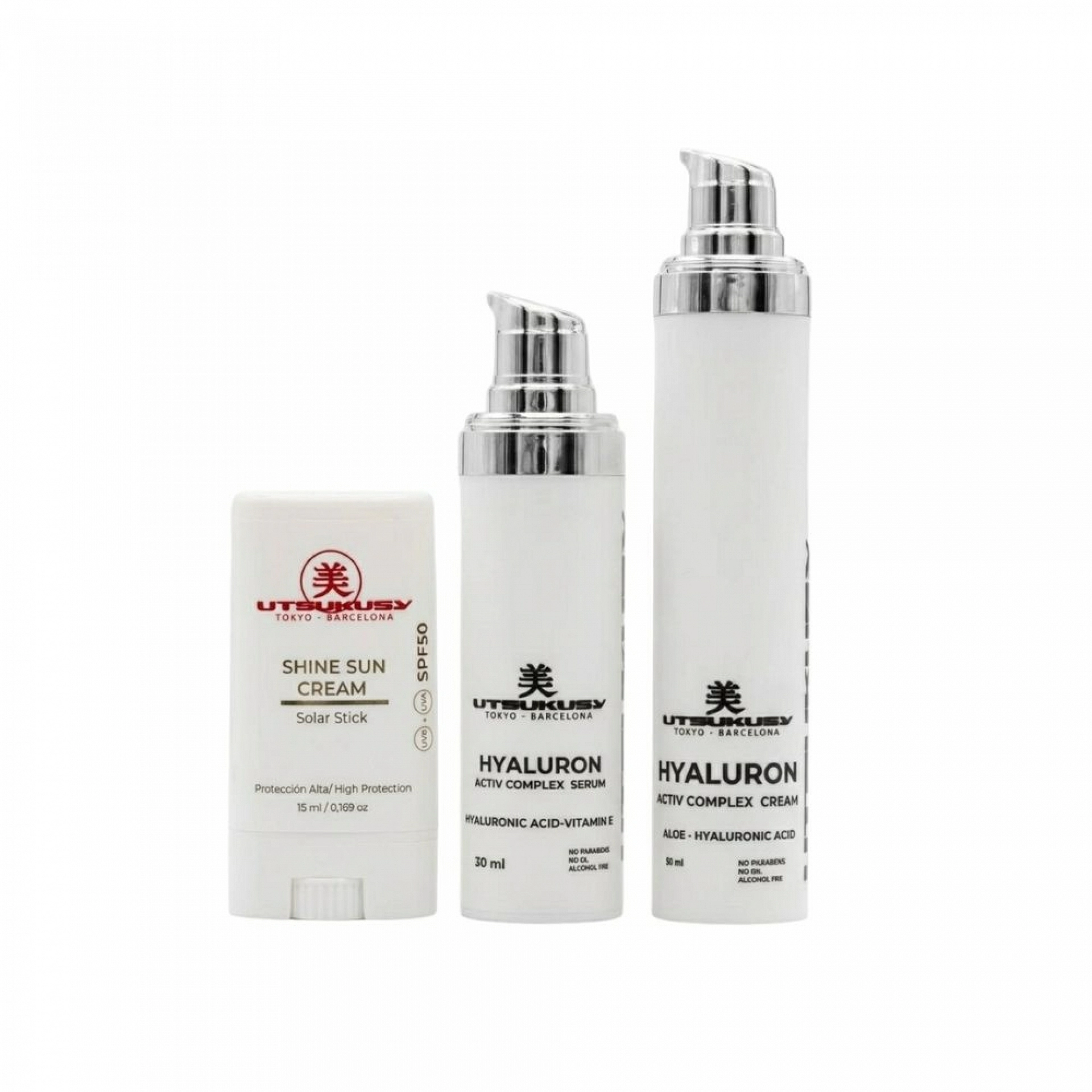 Set Sunskin Hyaluron | Sérum Hyaluron 30 ml + Crema Hyaluron 50 ml + Stick Crema SPF50 - Utsukusy