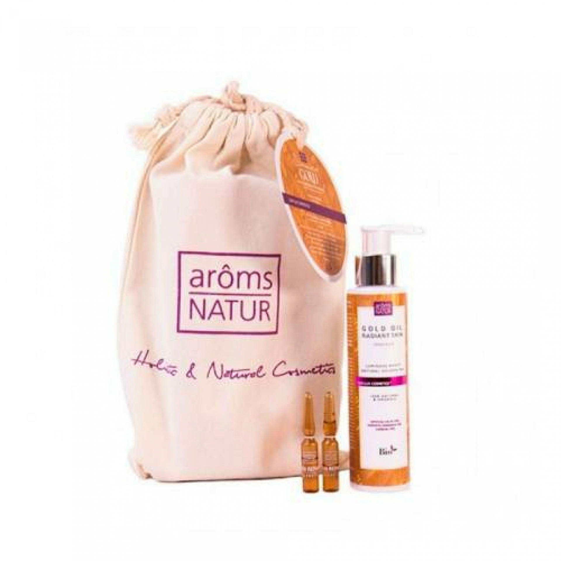 Summer Gold Bag | Pack iluminador: Gold Oil 100ml, ampollas DNA Repair 2x1,5ml + 2 regalos - Arôms Natur ®