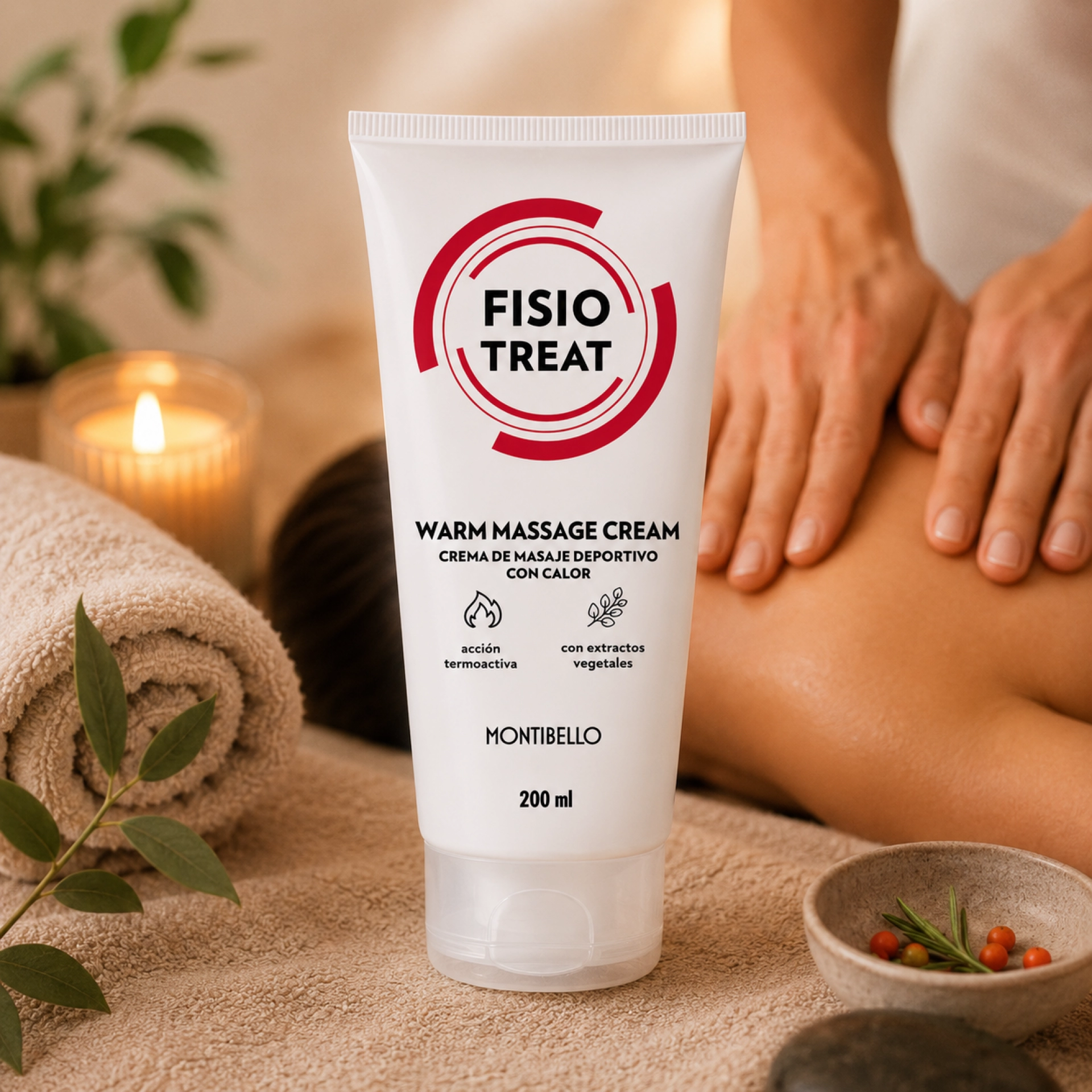 Warm Massage Cream | Crema masaje efecto calor 200ml - Fisiotreat - Montibello ®