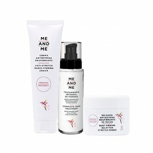 Welcome Pack | Crema Antiestrías Reafirmante 150ml + Bálsamo Antiestrías Reafirmante de Pecho 75ml + Tratamiento Integral de Piernas 100ml - Me and Me ®