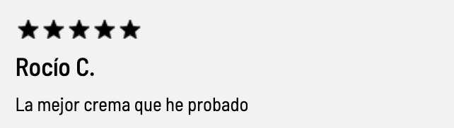 Opini&oacute;n cinco estrellas sobre Gernetic Synchro Cream destacando que es la mejor crema que ha probado. 