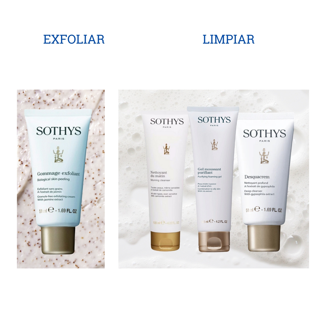 Productos para limpiar y exfoliar de sothys
