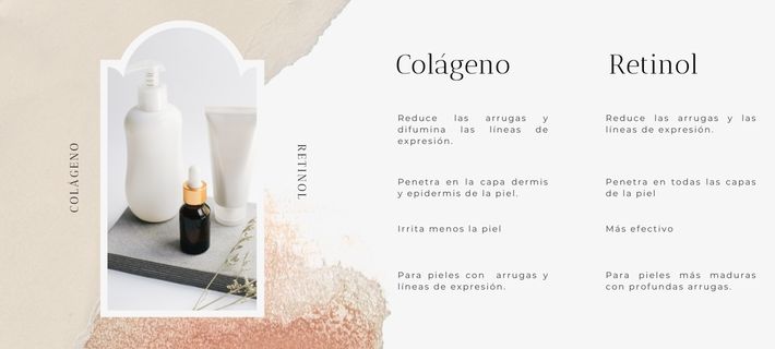 Comparativa col&aacute;geno vs retinol con beneficios antiedad y acci&oacute;n sobre arrugas