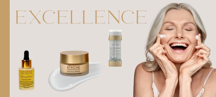 productos de la l&iacute;nea Excellence de Atache para retrasar el envejecimiento
